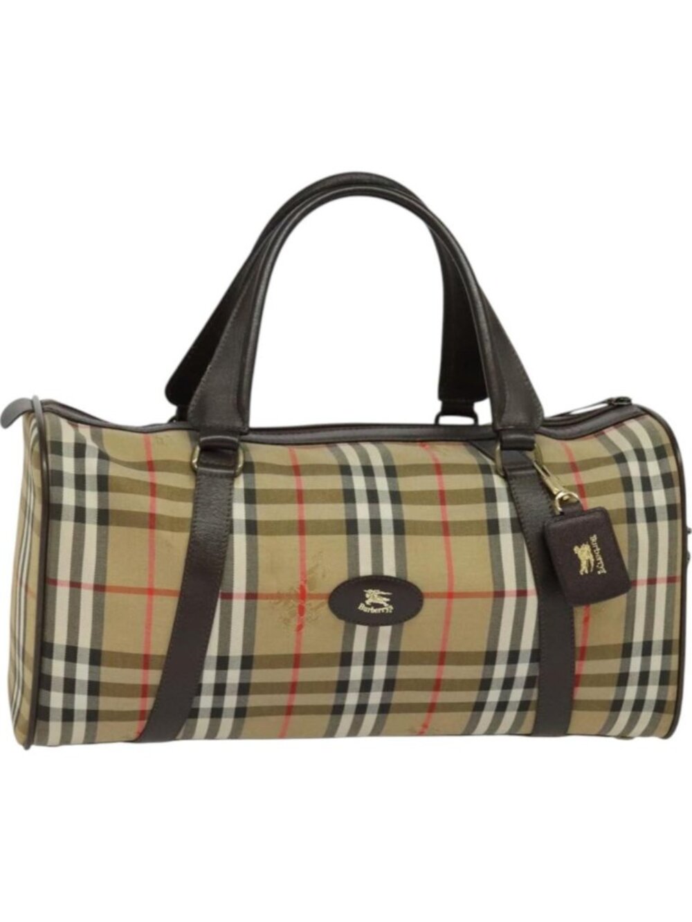 Burberrys Nova Check Boston Bag Canvas Beige Gold